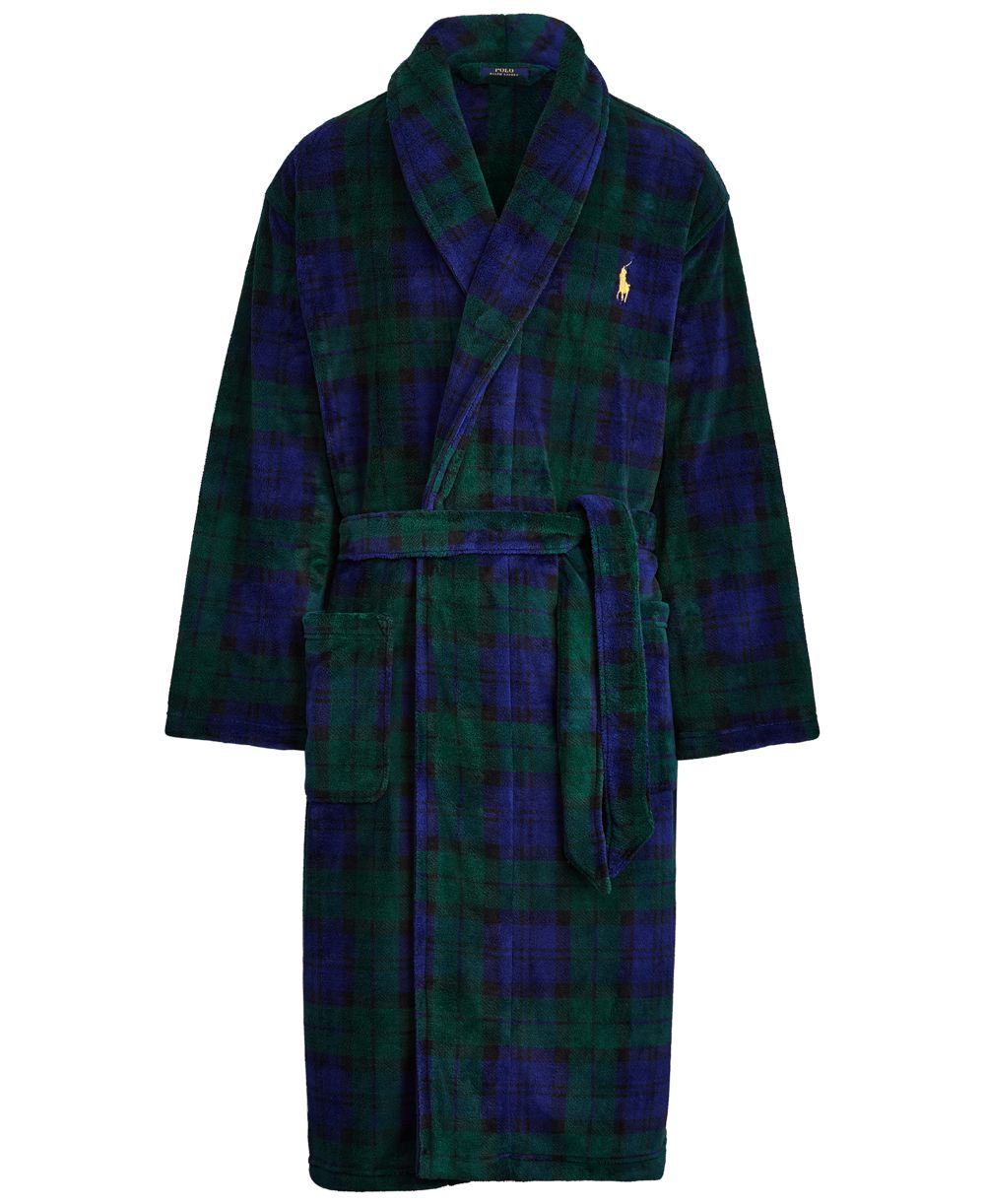 Men's Microfiber Plaid Shawl Collar Robe