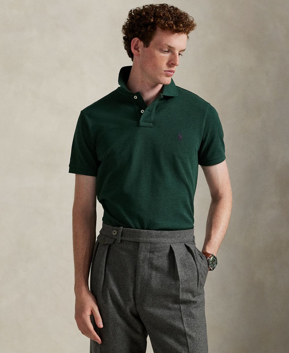 Men's Custom Slim-Fit Mesh Polo Shirt