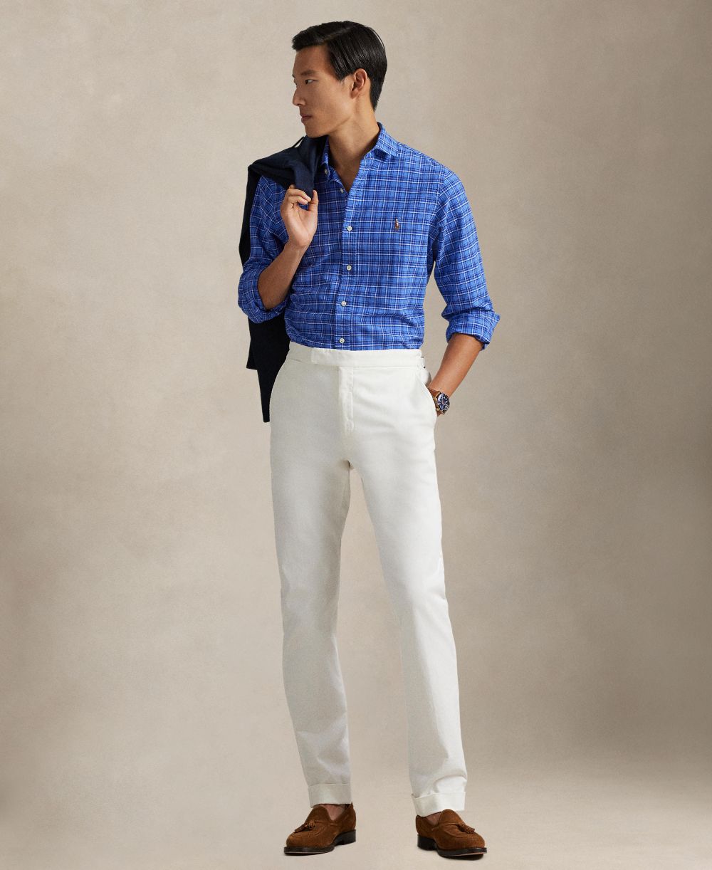 Men's Custom-Fit Plaid Oxford Shirt