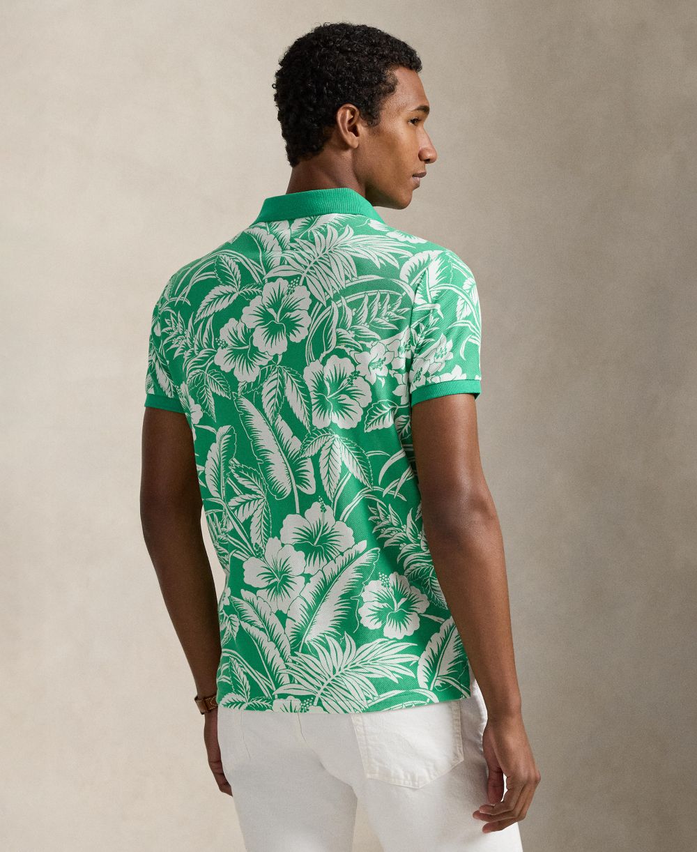 Men's Short-Sleeve Tropical Mesh Polo Shirt