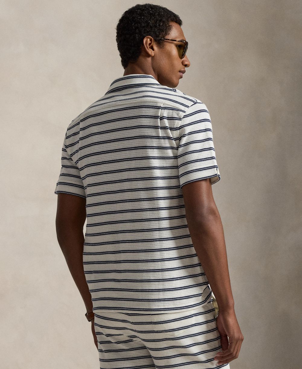 Men's Striped Camp Collar Shirt