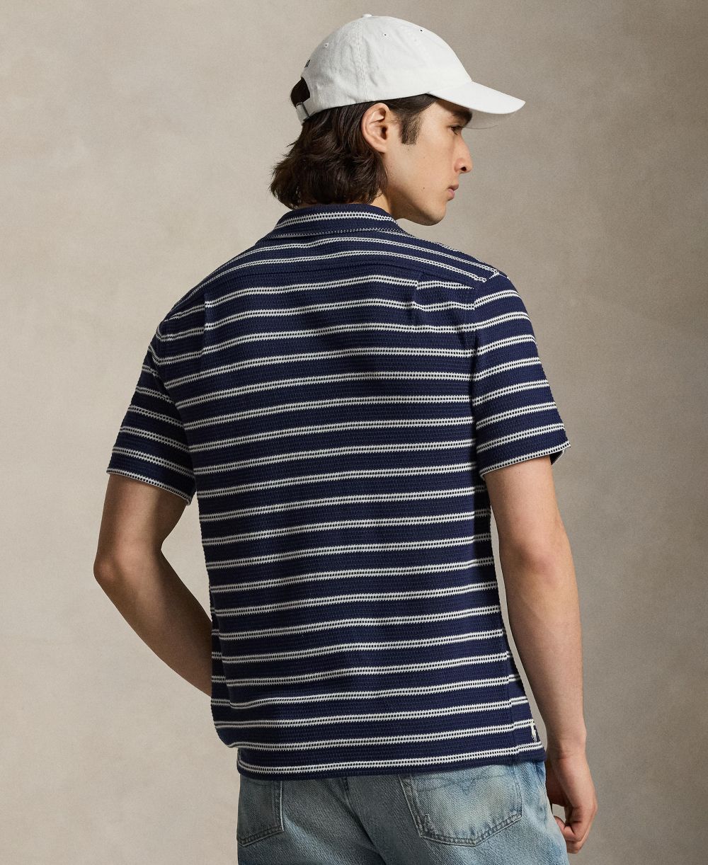 Men's Striped Camp Collar Shirt