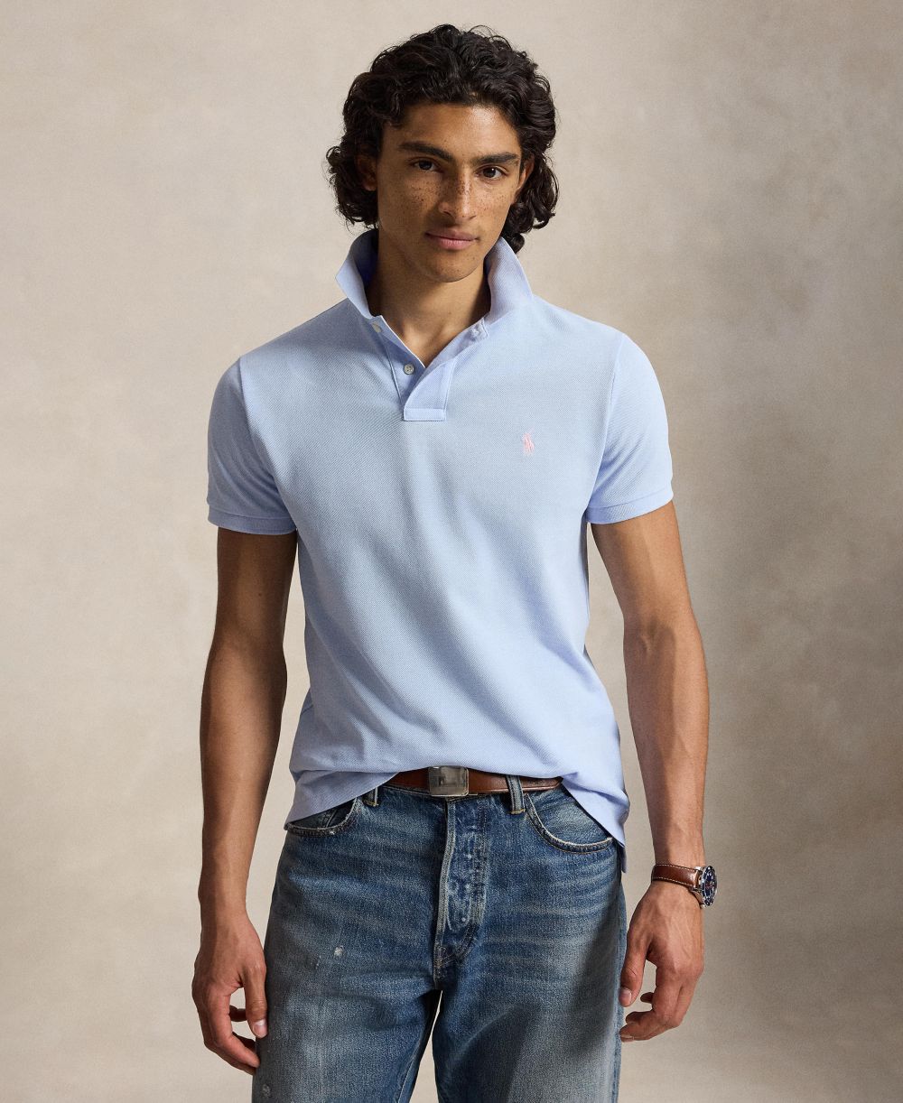 Men's Custom Slim-Fit Mesh Polo Shirt
