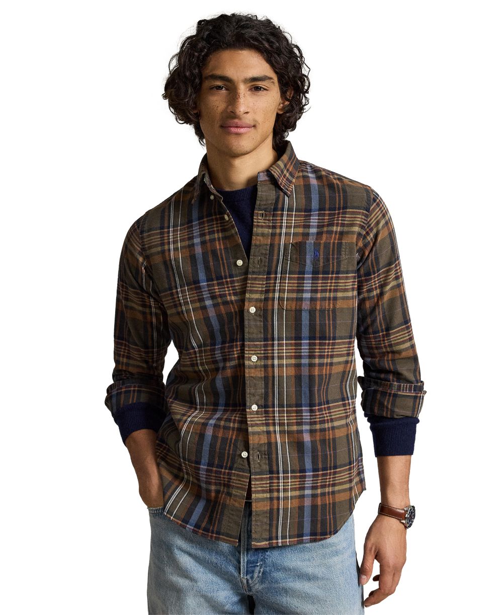Men's Classic Fit Plaid Brushed Oxford Shirt